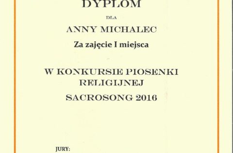 Sacrosong 2016 – dyplom