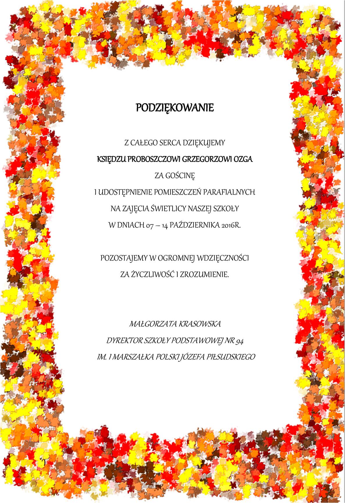 podziekowanie
