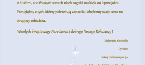 Życzenia Dyrektora Szkoły